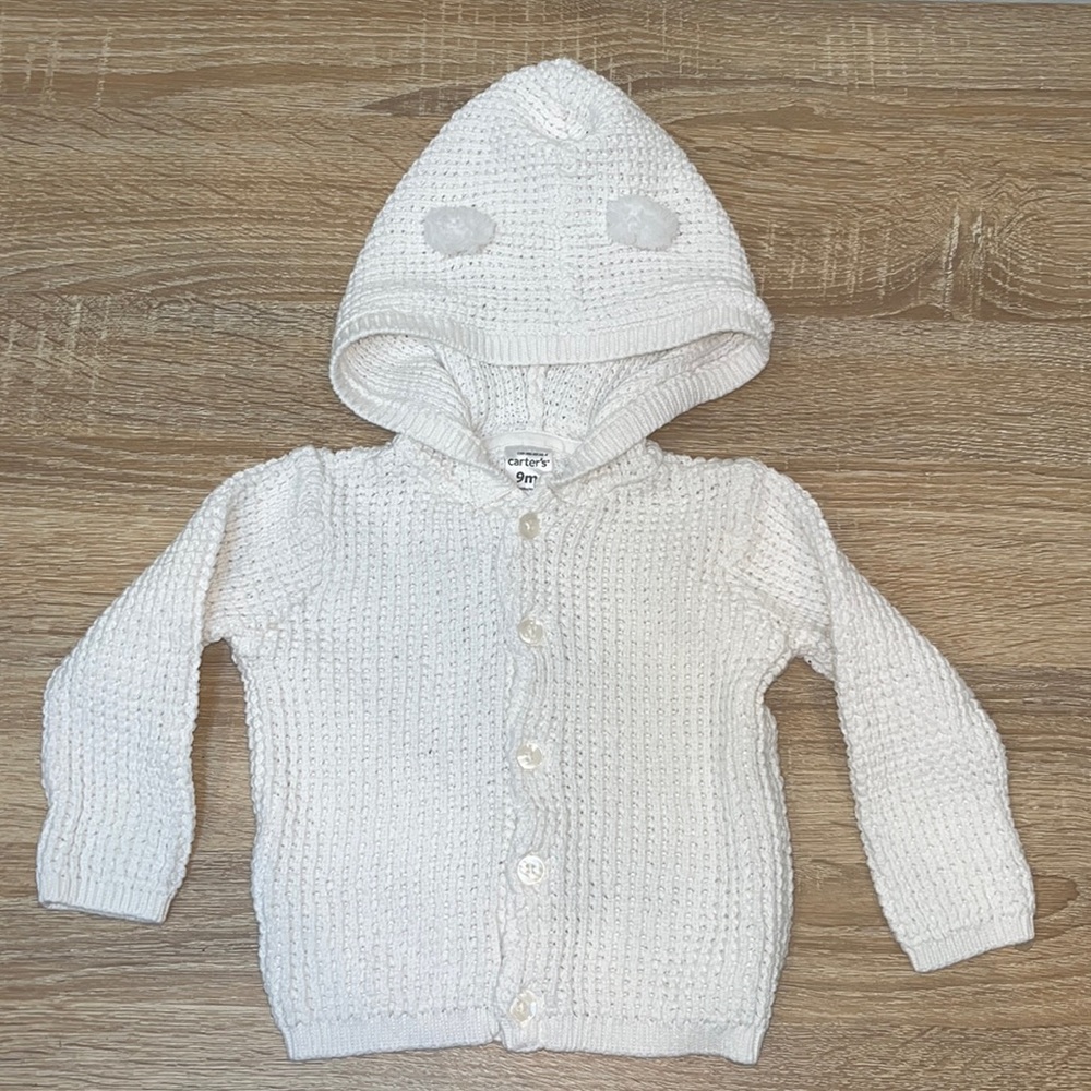CARTERS Knit Hoodie w/ Fuzzy Ears - Size 9m